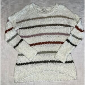Cato  Cream Striped Sweater‎ Women's Small Pullover Knitwear Cozy Casual Soft